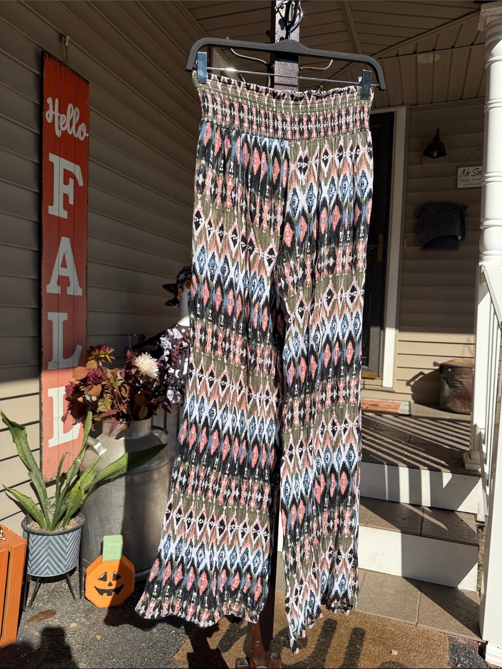 Peace & Pearls Wide-Leg Printed Palazzo Pants in Multi-Color